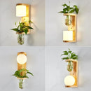 Axyaa LED Glass Wall Lamp with Wooden Base for Bedroom and Living Room