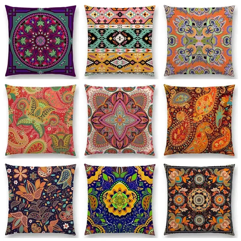 Axyaa Boho Paisley Floral Navajo Geometric Fantasy Pillowcase Suite.
