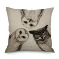 Axyaa Owl Linen Pillowcase 45x45cm Decorative Cushion Cover Sofa Throw Pillows Case
