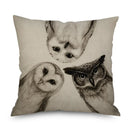 Axyaa Owl Linen Pillowcase 45x45cm Decorative Cushion Cover Sofa Throw Pillows Case