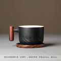Axyaa Ceramic Kung Fu Teacup in Frosted Finish with Wooden Handle