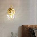 Axyaa Swan Glass Wall Lamp Fixture for Bedroom Bedside Corridor Stairwell, All Copper Indoor Decor