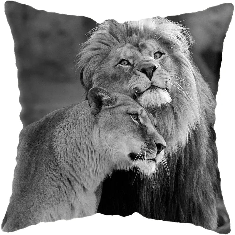 Wild Animals Lions Tigers Cushion Cover - Axyaa Luxury Home Decor