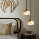 Axyaa Cloud Stone LED Pendant Lights: Modern Brass Kitchen Island Hanging Lamp