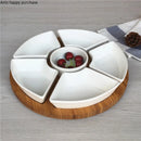 Axya Ceramic Fruit Tray with Bamboo Divider - Snack & Dessert Plate