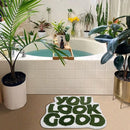 Axyaa Green Bath Mat - Non Slip Microfiber Washable Shower Rug