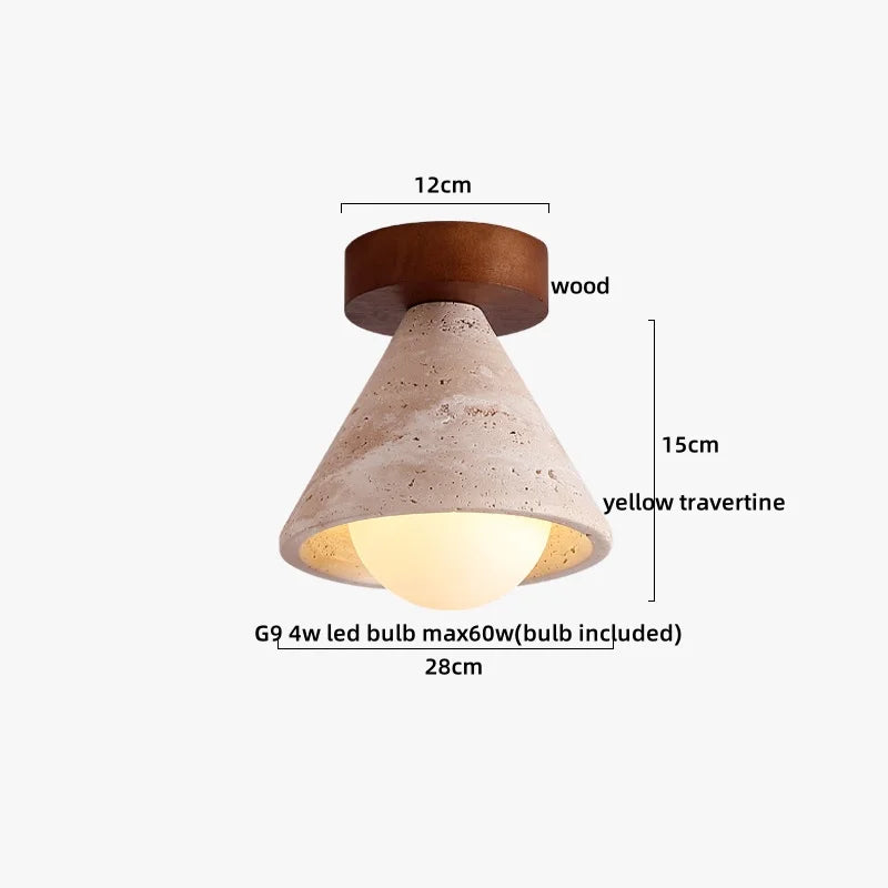 Axyaa Acryl Travertine LED Ceiling Light - Natural Stone Modern Ceiling Lamp