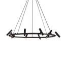 Axyaa Round Ring Chandelier Kitchen Pendant Spotlight - Black Suspension Ceiling Hanging Lamp