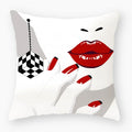 Axyaa Red Lips Stripe Throw Pillow Cover - 45X45CM