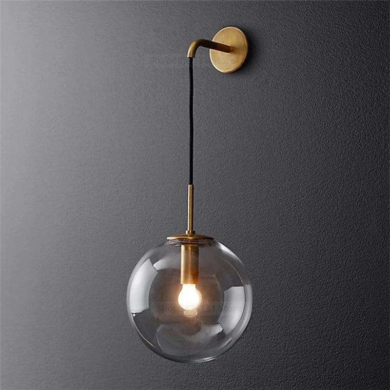 Axya Nordic Glass Ball LED Wall Lamp - Vintage Modern Design for Home Decor