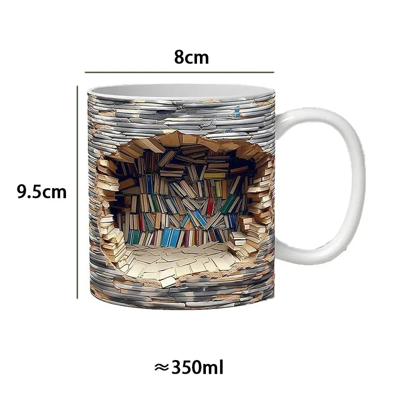 Axya 3D Bookshelf Coffee Mug Ceramic Library Shelf Cup Teacup Gift