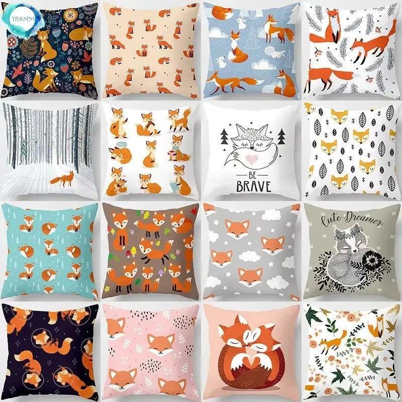 Axyaa Cartoon Animal Cushion Cover 45*45 Sofa Pillowcase Decorative Throw Pillow
