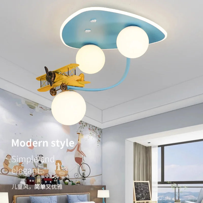Axyaa Kids Yellow Airplane Ceiling Lamp for Bedroom, Nursery & School