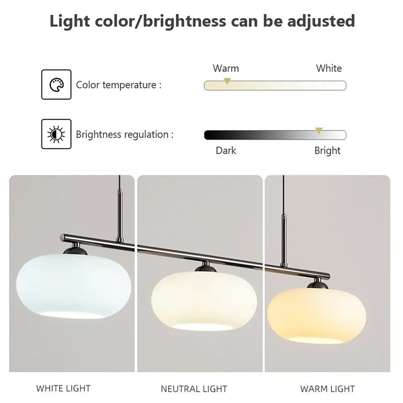Axyaa Persimmon Pendant Light: Nordic LED Retro 3 Head Glass Lamp for Living Room