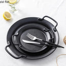 Axyaa Black Ceramic Steak Plate Double Ear Salad Dessert Bread Molecular Cuisine Dishes