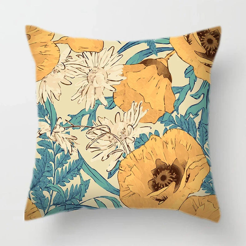 Tropical Plants Parrot Feather Cushion Cover for Sofa by Axyaa