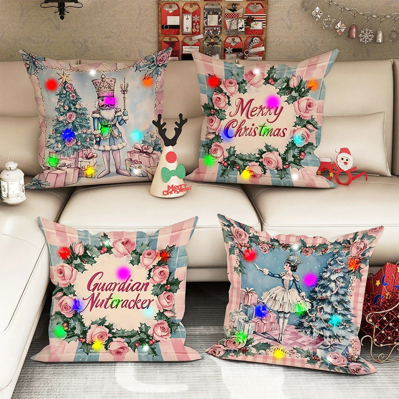 Axyaa Christmas Nutcracker Garland LED Pillowcase - Festive Home Decor