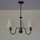 Axyaa Black Wrought Iron Chandelier with White Shade for Elegant Home Decor