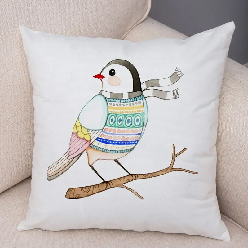 Axyaa Cartoon Parrot Pillowcase with Birds and Flowers 45x45cm