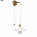 Axyaa White Glass LED Wall Lamp with Pull Chain Switch