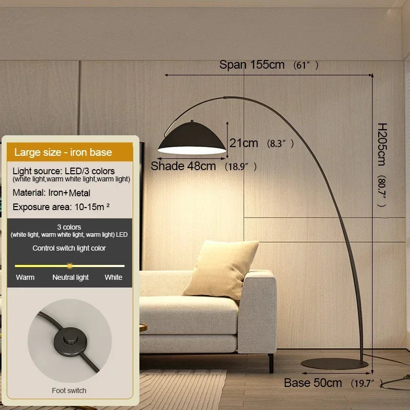 Nordic Black Fishing Floor Lamp by Axyaa: Modern LED Standing Light for Family Living Room