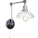 Axyaa Retro Loft Pull Chain Wall Light Chrome Glass Fixture