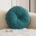 Axyaa Pom Pom Fringed Round Pillow for Home Decor & Gifts