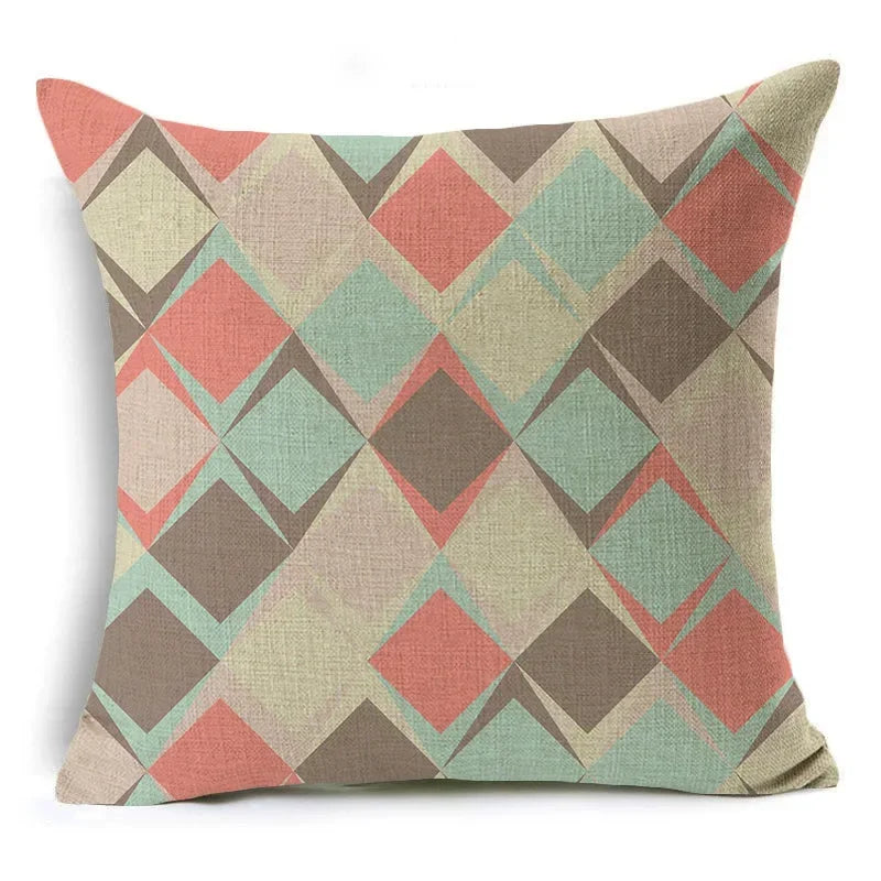 Axyaa Retro Geometry Linen Pillowcase - 45*45cm