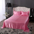 Axyaa Silky Satin Queen Bed Sheet Set Luxury Solid High End Rayon Sheets