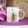 Axyaa Cello Mug: 11oz Black Ceramic Music School Office Coffee Cup