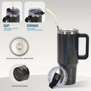 Axyaa 40oz Tumbler with Handle & Straw - Double Wall Vacuum Insulated Stainless Steel Cup