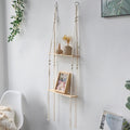 Axyaa Wooden Bead 2-Tier Wall Shelf for Boho Home Decor