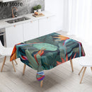 Tropical Plant Printed Waterproof Table Cloth for Kitchen & Restaurant by Axyaa