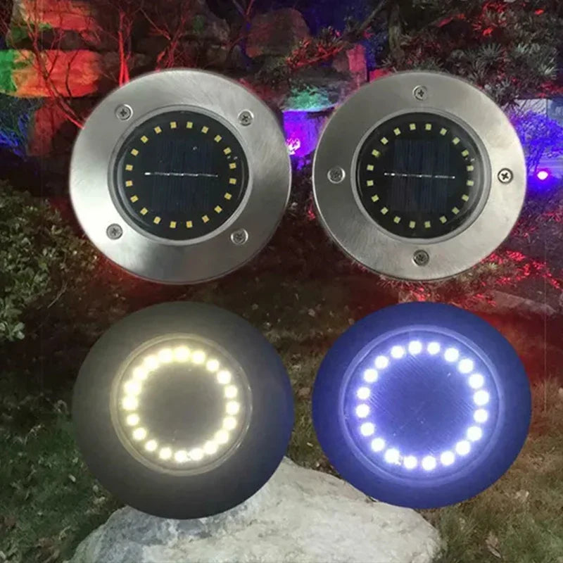 Axyaa Solar Power Disk Light: Outdoor Deck Spotlight Garden Decor