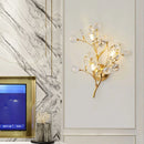 Axyaa Romantic Crystal Wall Sconce Light with Gold Metal Branches