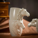 Axyaa Ceramic Espresso Cup with Animal Statue Handle, 180ml - White