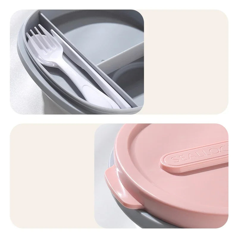 Axyaa Two-Compartment Portable Lunch Box with Detachable Salad Cup.