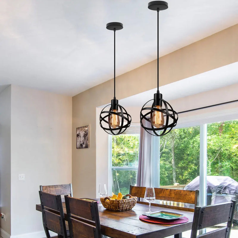 Axyaa Retro Loft Cage Pendant Light Industrial Vintage Kitchen Island Lamp