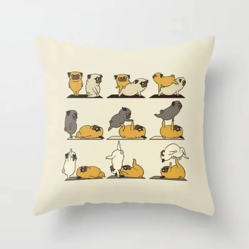 Axyaa Yoga Panda & Avocado Cartoon Animal Throw Pillow Bundle