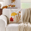 Axyaa Autumn Maple Leaf Embroidered Pillowcase Set