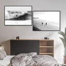 Axyaa Surfboard Coastal Wall Art Canvas - Black and White Beach Posters