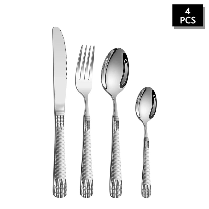 Axyaa Stainless Steel Cutlery Set - Steak Knife, Fork & Spoon Combo for Family, Hotel, Party