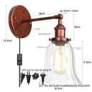 Axyaa Loft Rustic Clear Glass LED Wall Light - Industrial Style Iron Wall Lamp