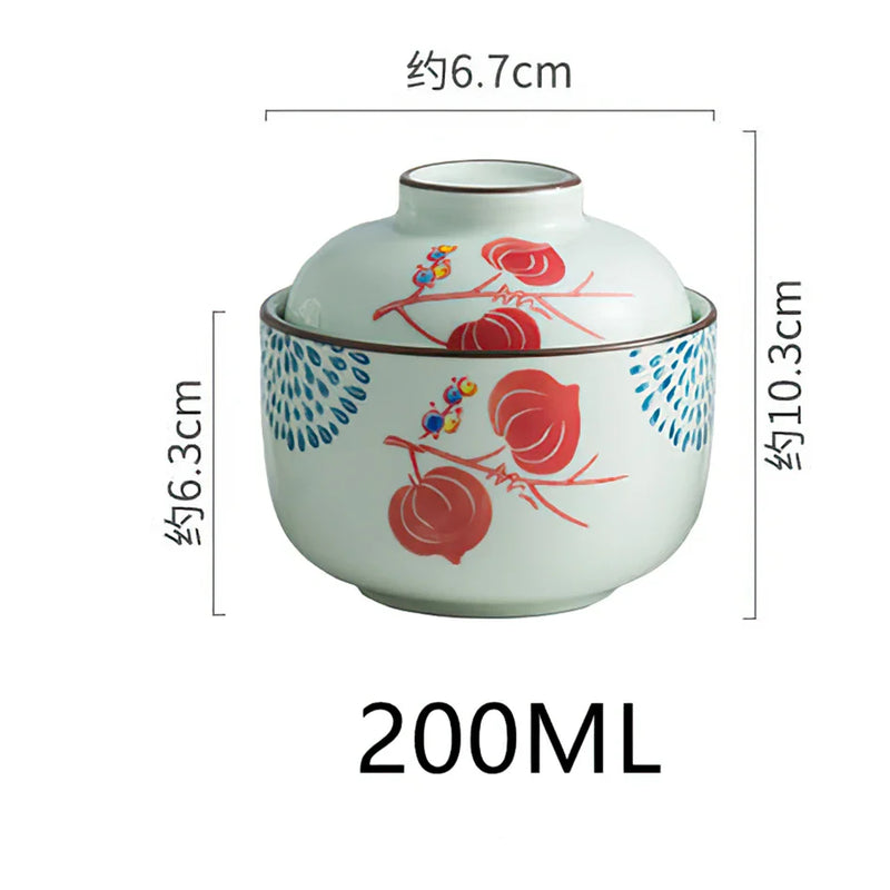 Axya Ceramic Cover Bowl Eat Soup Pot Chicken Stew Cup Tableware