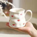 Axyaa European Ceramic Love Mug White Tea Cup Breakfast Milk Afternoon Camellia Flower
