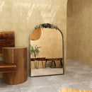 Baroque Brass Mirror with Flower Relief Frame Decor by Axyaa for Entryway & Bathroom