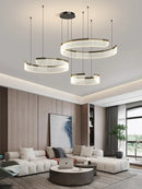 Axyaa Minimalist Circular Chandelier Pendant Lamp for Minimalist Living and Dining Rooms