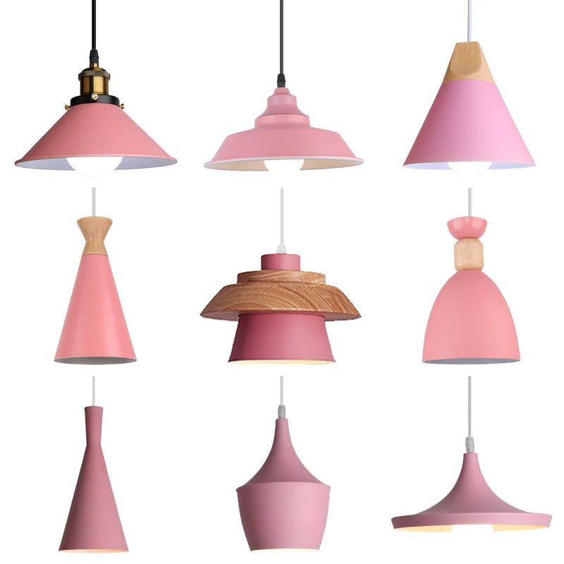 Nordic Aluminum Pendant Lights by Axya: Modern Wood Hanging Kitchen Living Room Lamps