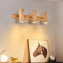 Axyaa Nordic LED Wall Lamp: Walnut Multihead Rotatable Light Fixture
