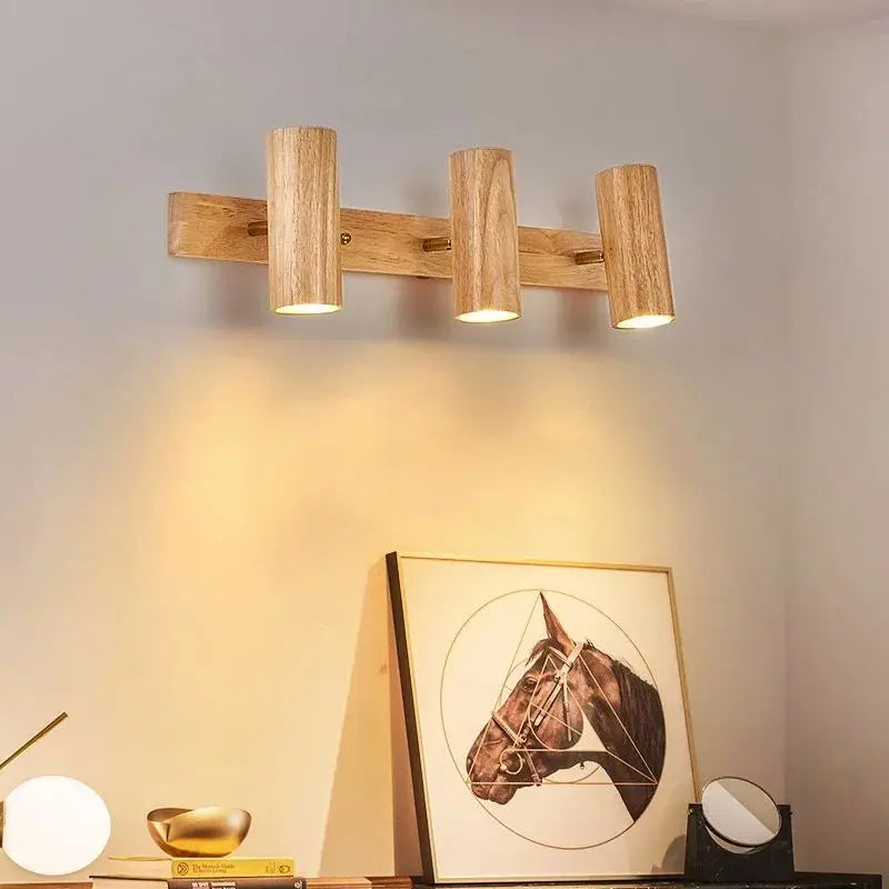 Axyaa Nordic LED Wall Lamp: Walnut Multihead Rotatable Light Fixture